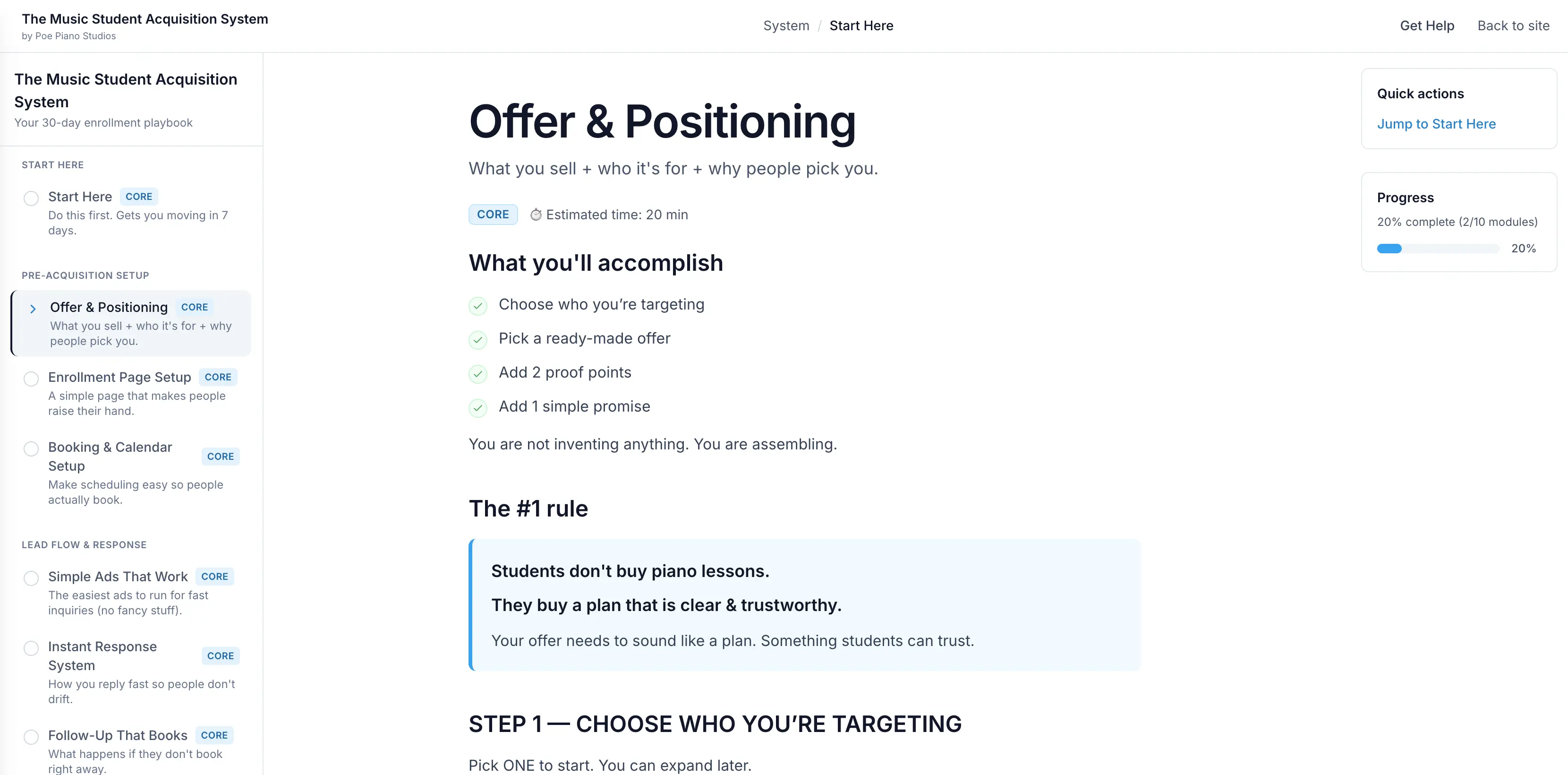 Offer & Positioning module